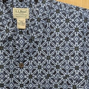 New‎ LL Bean Tropics Shirt Mariner Geometric Short Sleeve Button Up Mens Small